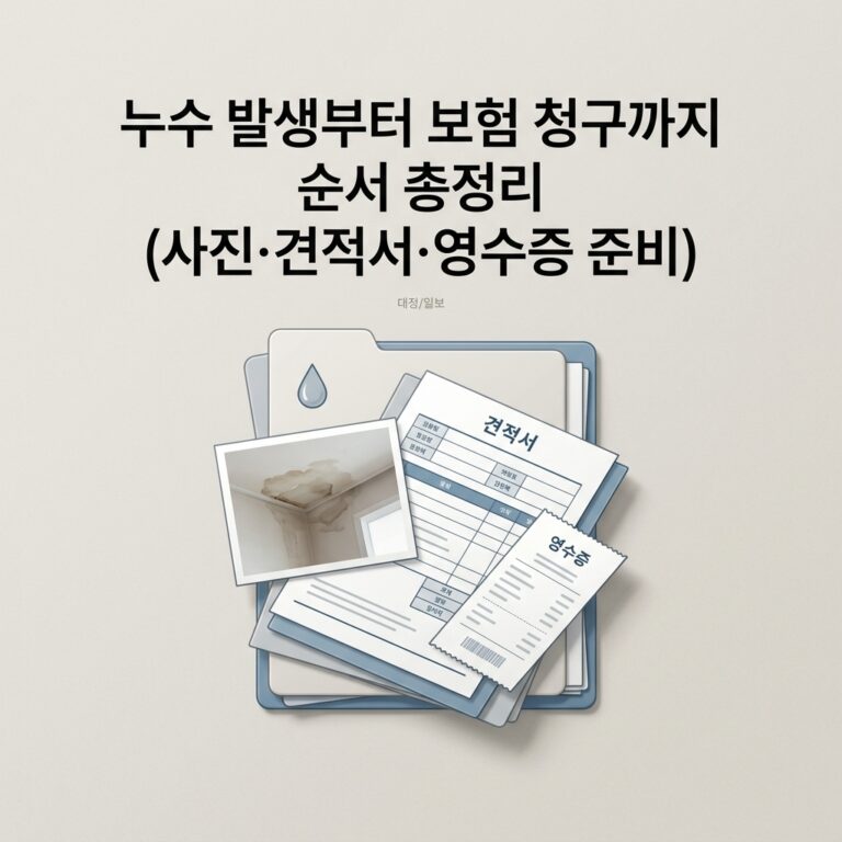 누수 발생부터 보험 청구까지 순서 총정리 (사진·견적서·영수증 준비)