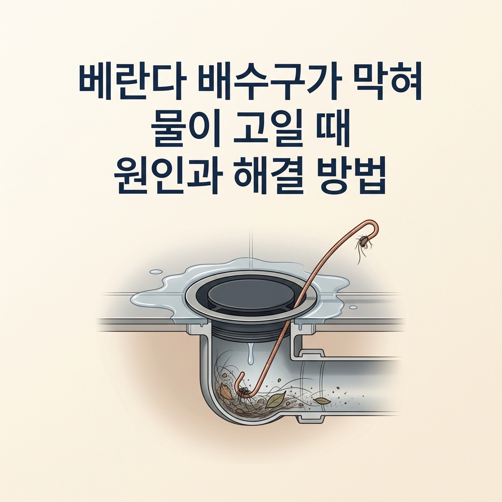 베란다 배수구가 막혀 물이 고일 때 원인과 해결 방법