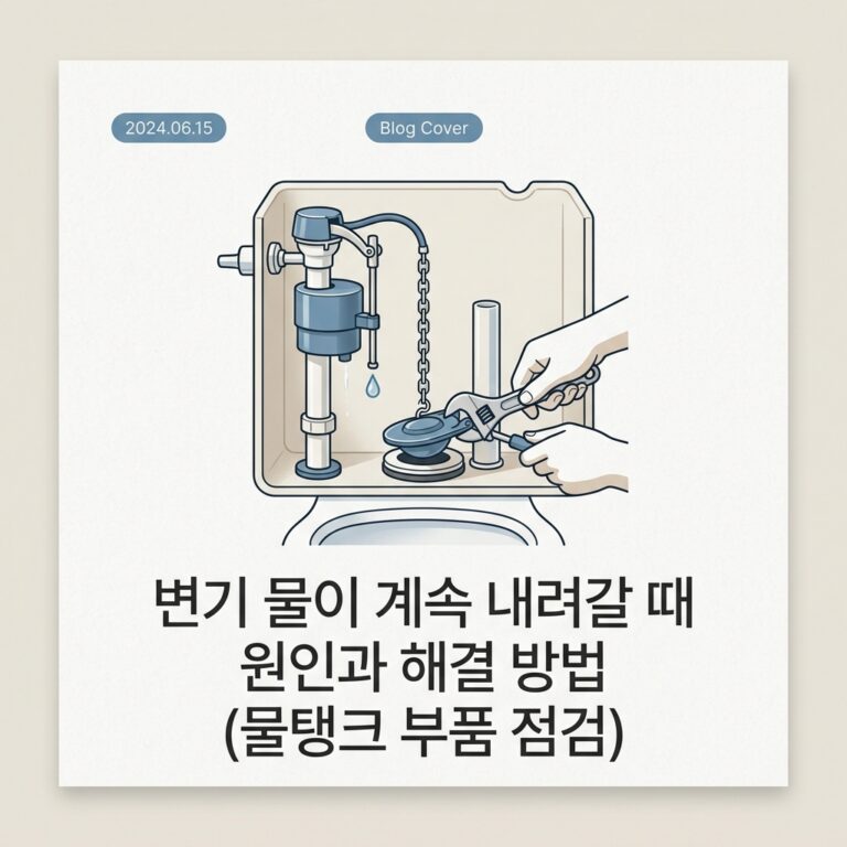 변기 물이 계속 내려갈 때 원인과 해결 방법 (물탱크 부품 점검)