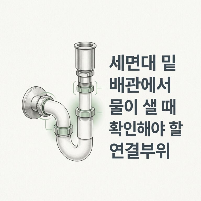 세면대 밑 배관에서 물이 샐 때 확인해야 할 연결부위