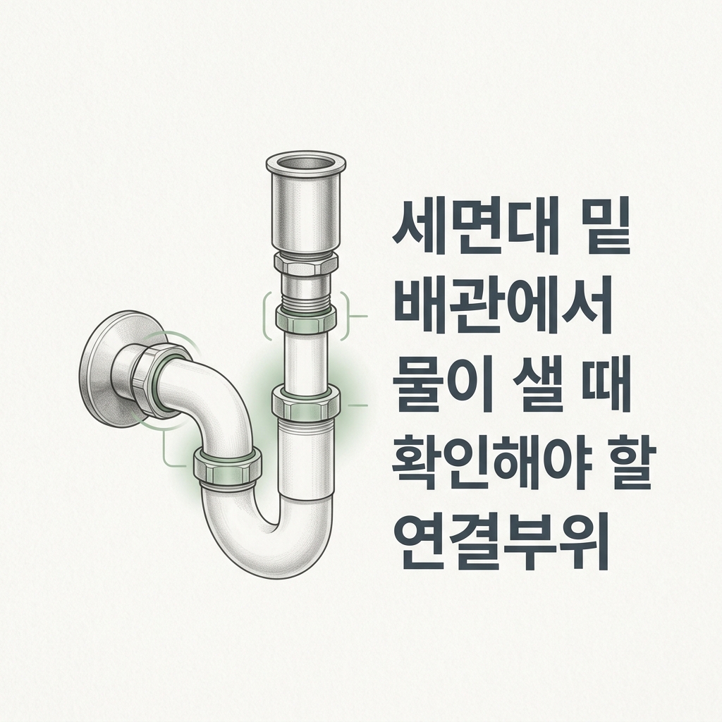 세면대 밑 배관에서 물이 샐 때 확인해야 할 연결부위