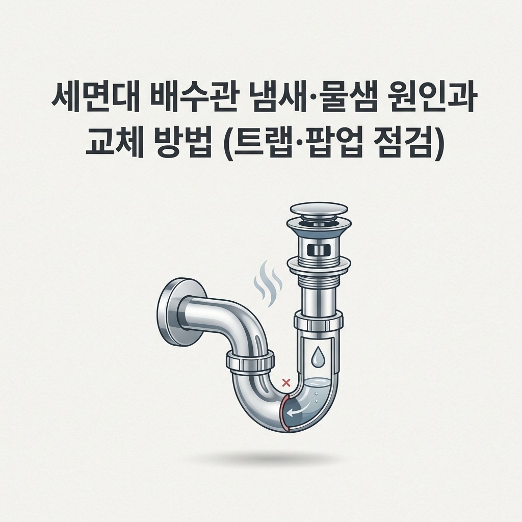 세면대 배수관 냄새·물샘 원인과 교체 방법 (트랩·팝업 점검)