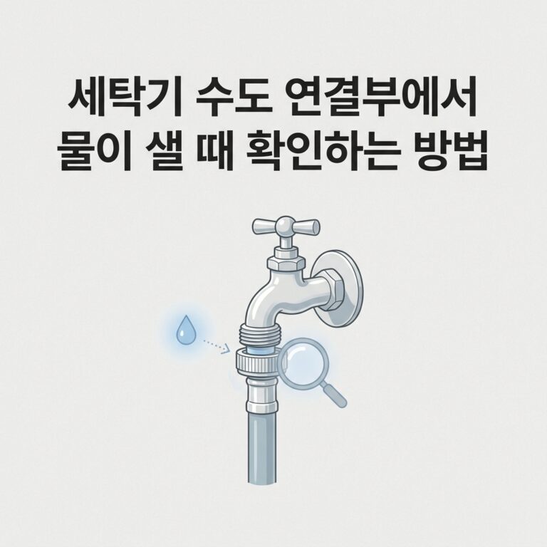세탁기 수도 연결부에서 물이 샐 때 확인하는 방법