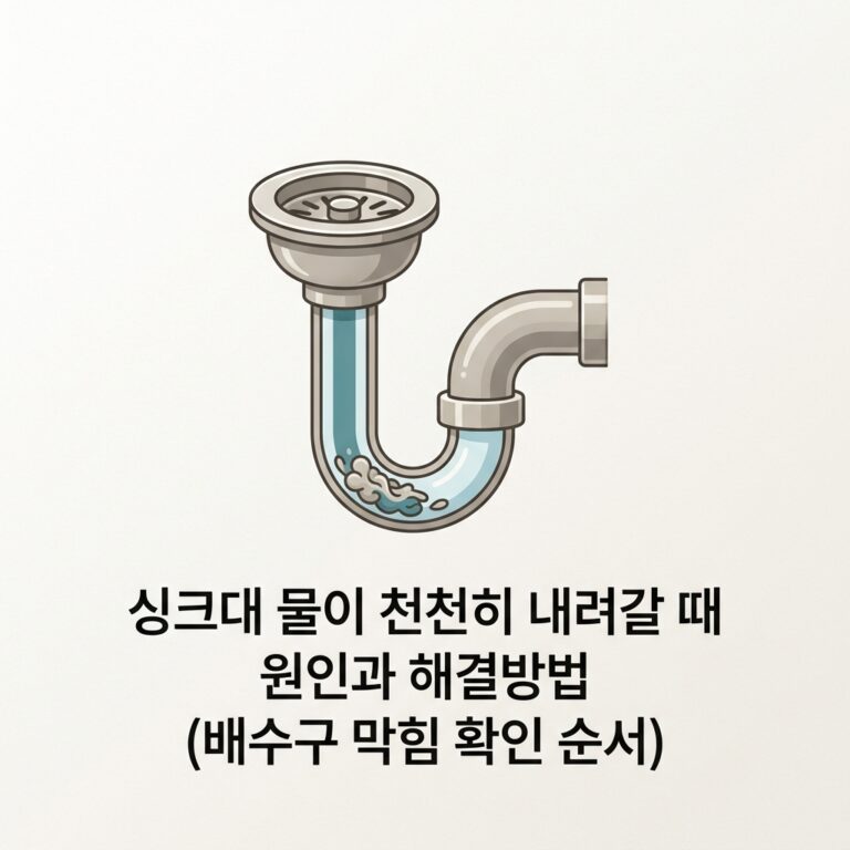 싱크대 물이 천천히 내려갈 때 원인과 해결방법 (배수구 막힘 확인 순서)