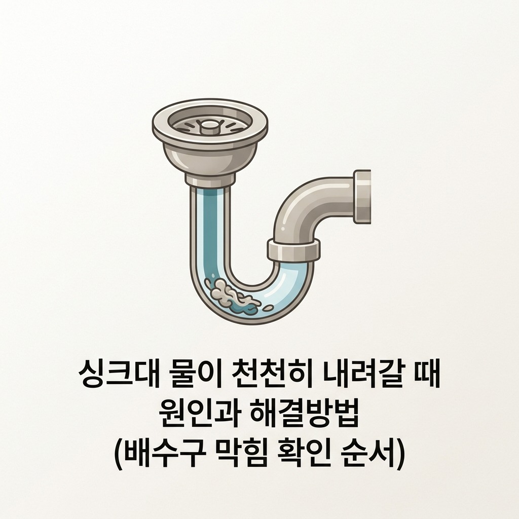 싱크대 물이 천천히 내려갈 때 원인과 해결방법 (배수구 막힘 확인 순서)