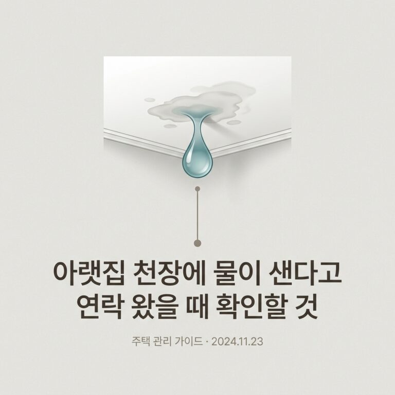 아랫집 천장에 물이 샌다고 연락 왔을 때 확인할 것