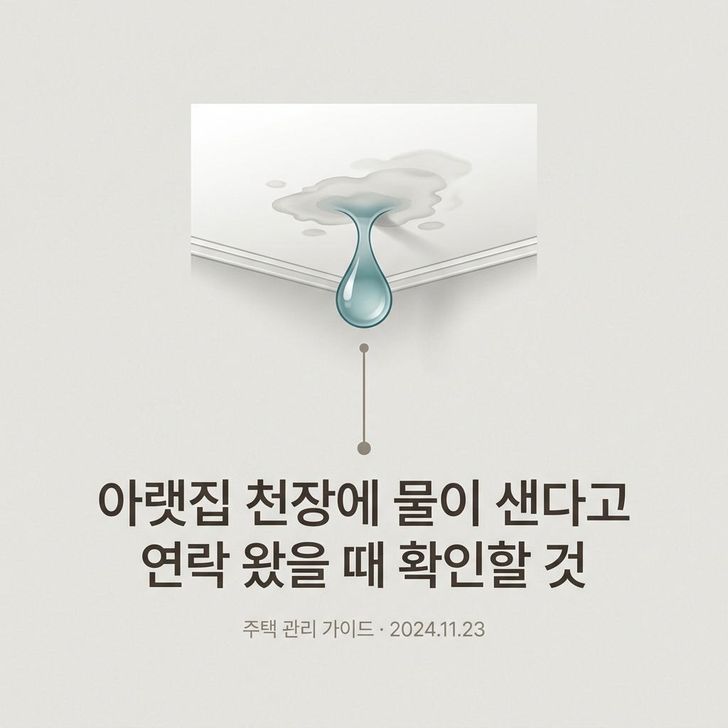 아랫집 천장에 물이 샌다고 연락 왔을 때 확인할 것