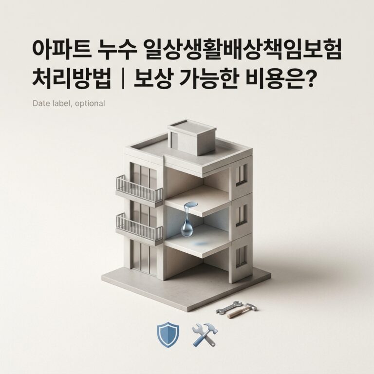 아파트 누수 일상생활배상책임보험 처리방법｜보상 가능한 비용은?