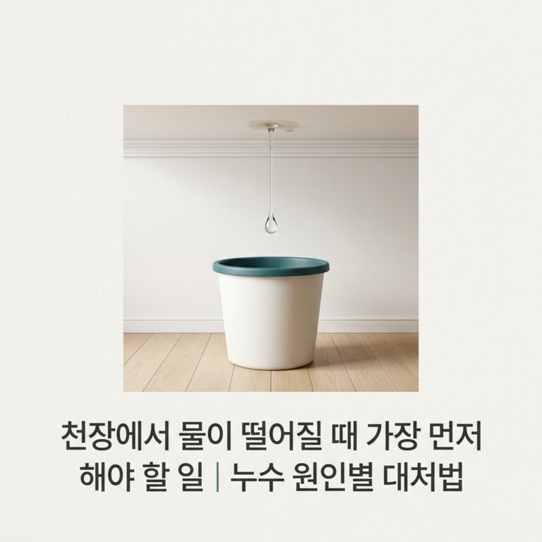 천장에서 물이 떨어질 때 가장 먼저 해야 할 일