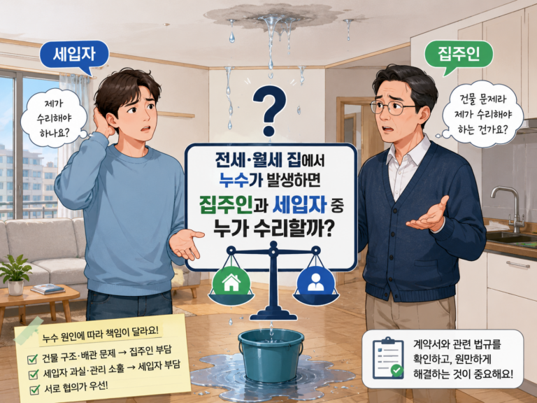 전세 월세 집에서 누수가 발생하면 집주인과 세입자 중 누가 수리할까? 2 전월세 누수, 수리 책임은 누구일까 이미지