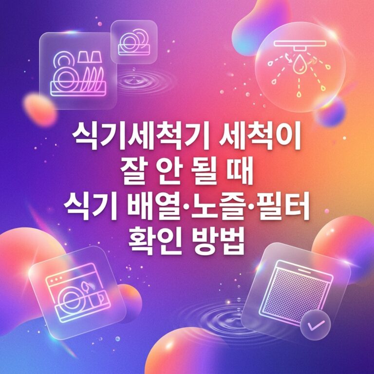 식기세척기 세척이 잘 안 될 때 식기 배열·노즐·필터 확인 방법